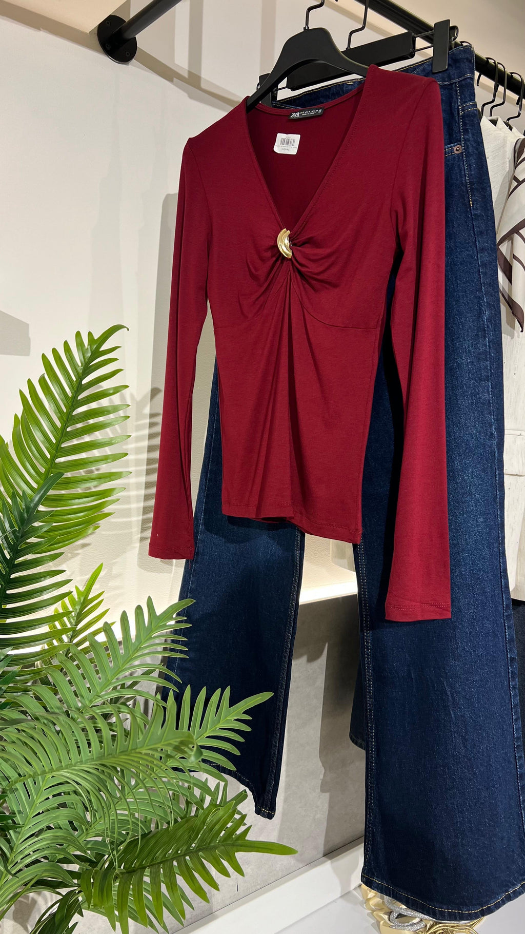 Bordeaux Blouse With Gold Buckle