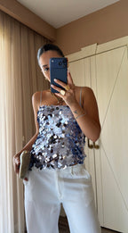 Sequin Top - Blue