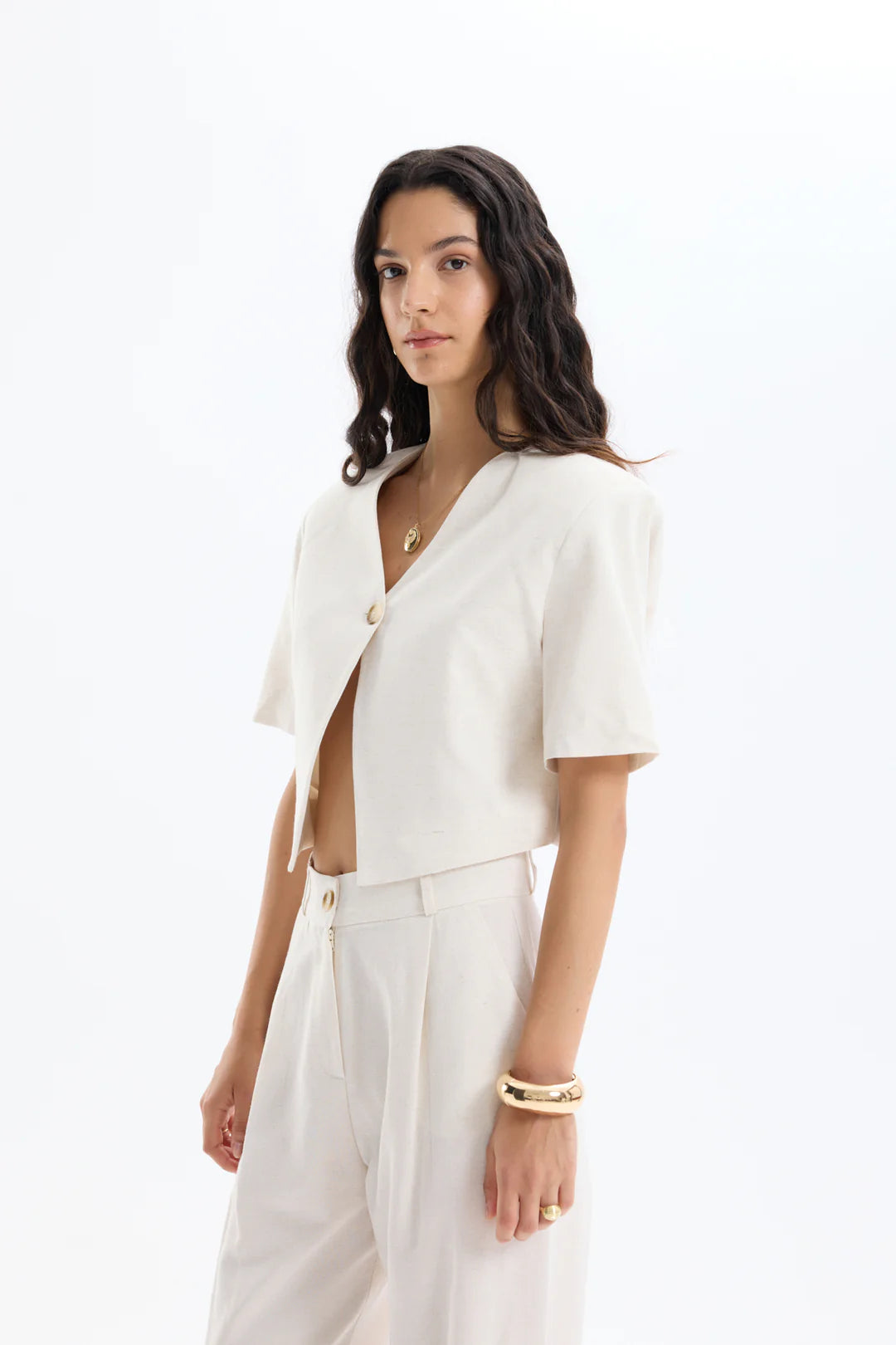 Linen Crop Blazer