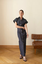 Polka-dots Dress - Navy