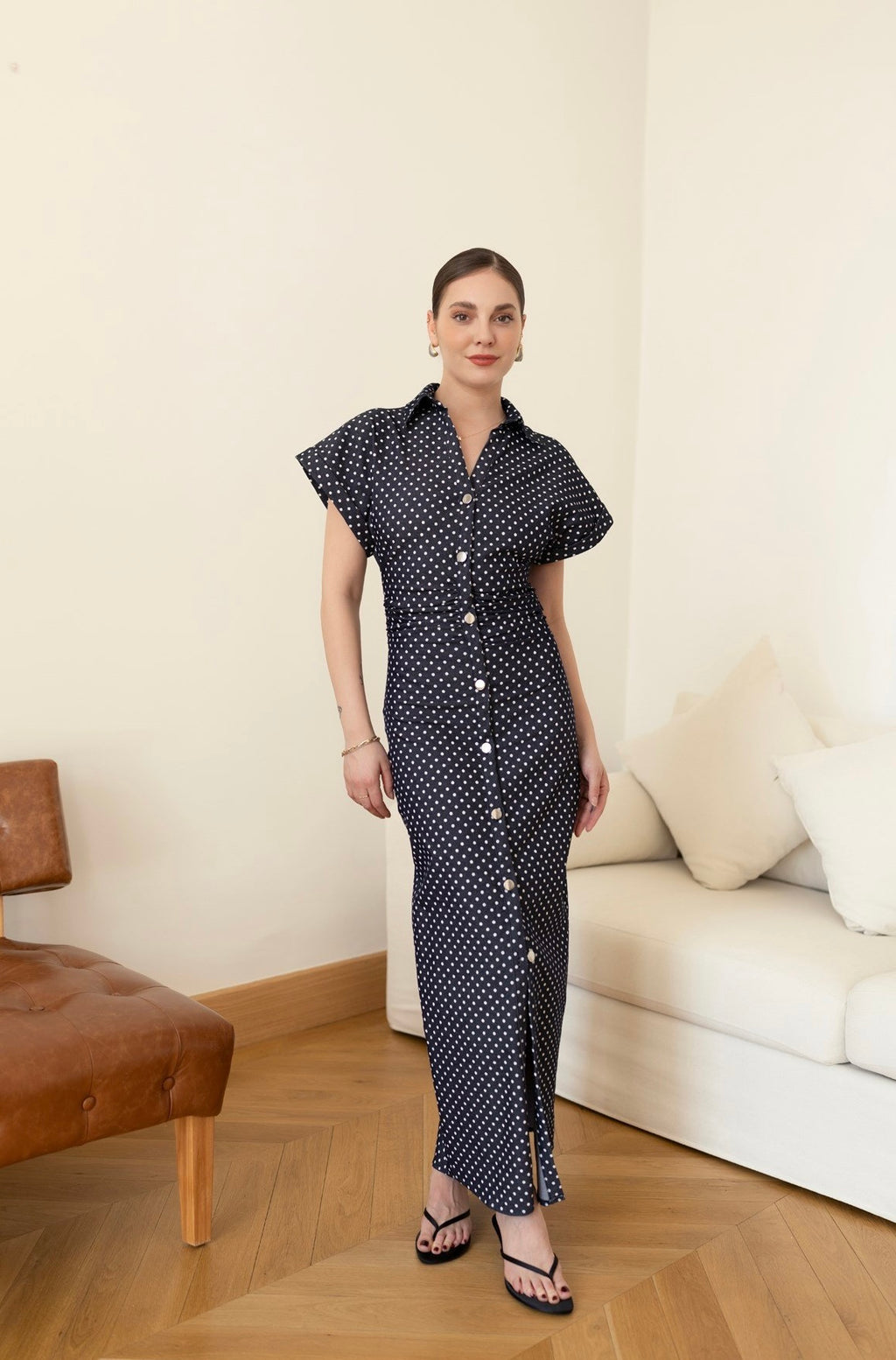 Polka-dots Dress - Navy