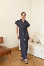 Polka-dots Dress - Navy