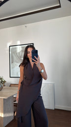 Brown Halter Jumpsuit
