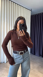 Brown mohair top