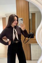 Brown top with scarf