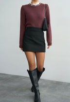 Sweater with stones cherry