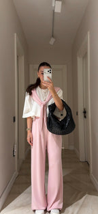 Scarf detailed set - pink