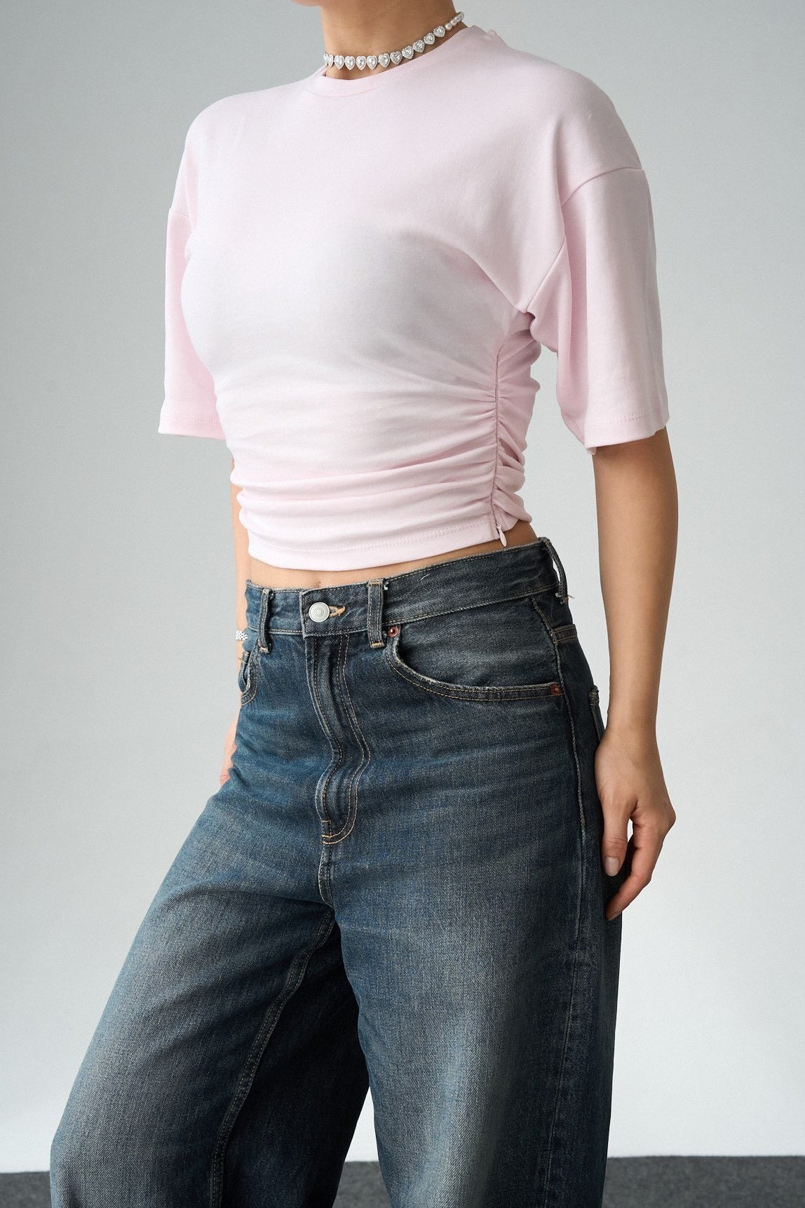 Waisted T-shirt - Pastel Pink