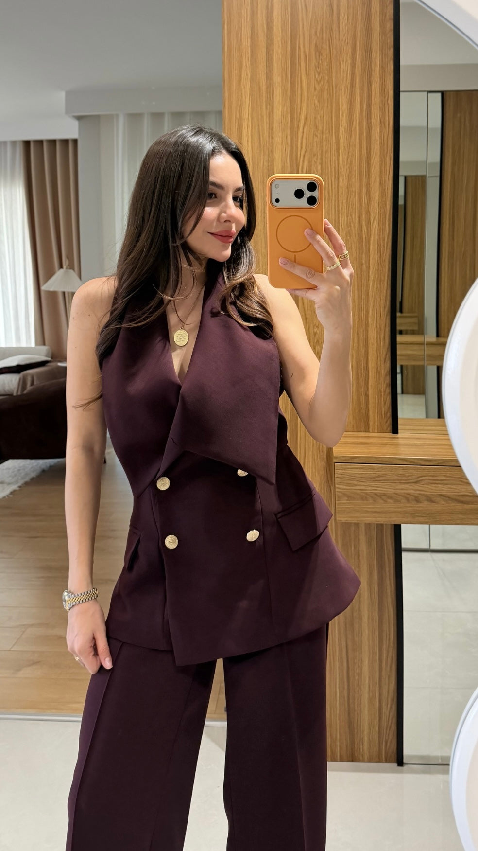 Vest Stylish Suit - Burgundy