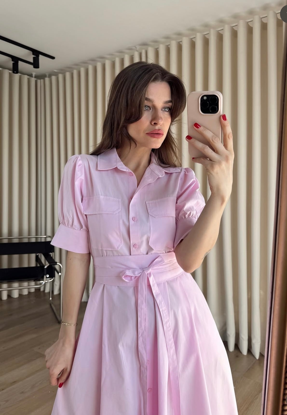SS Belted Dress - Pink