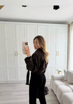 Cropped Trench Coat- Brown