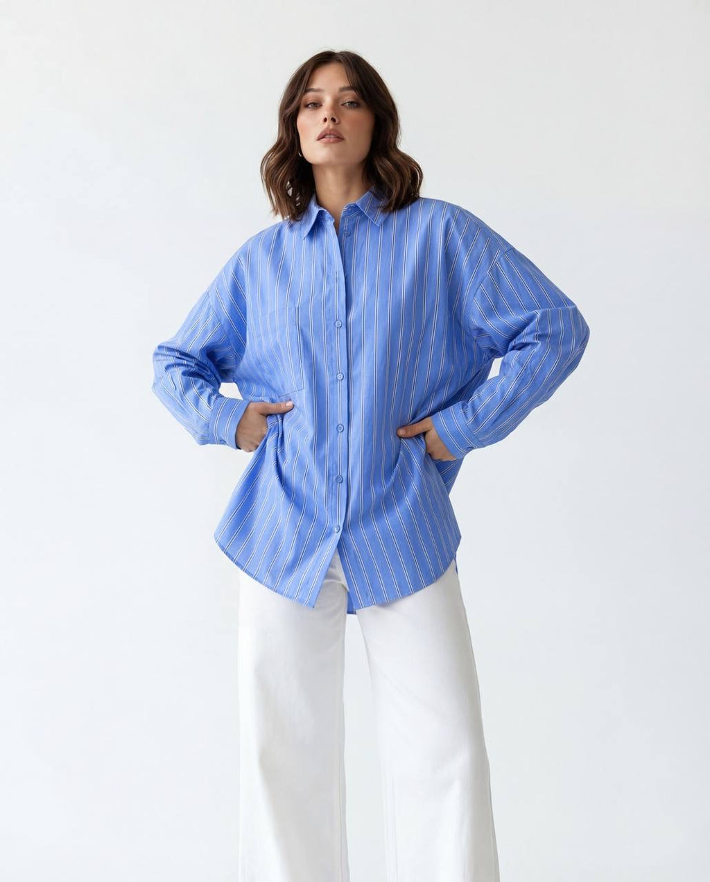 Oversized Striped Shirt - Blue