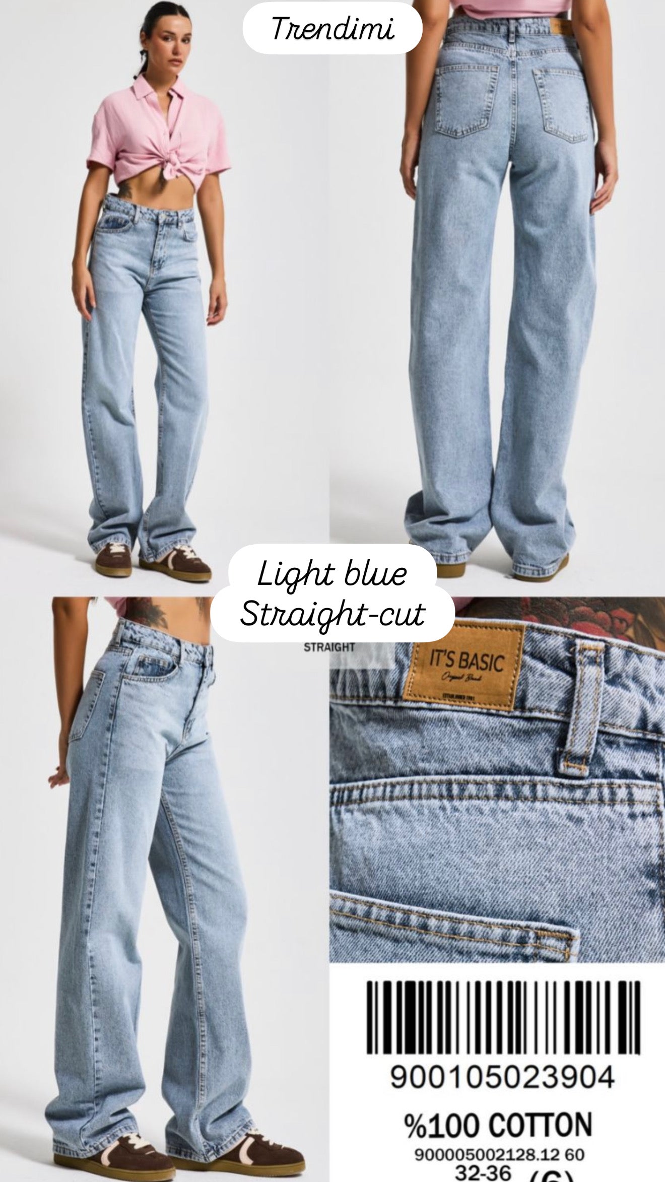 Small sizes light blue straight jeans