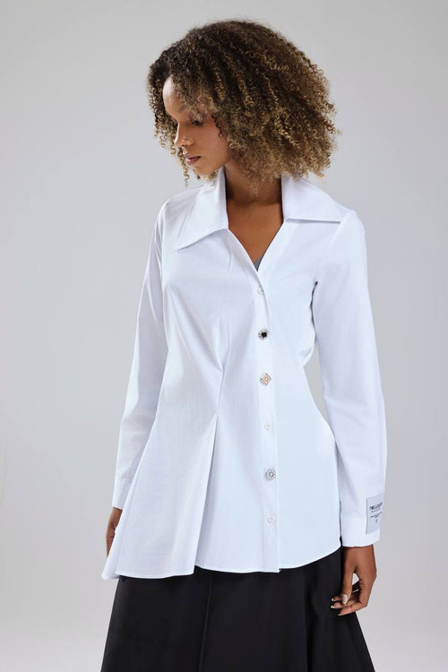 Asymmetrical Shirt with Unique Button Details