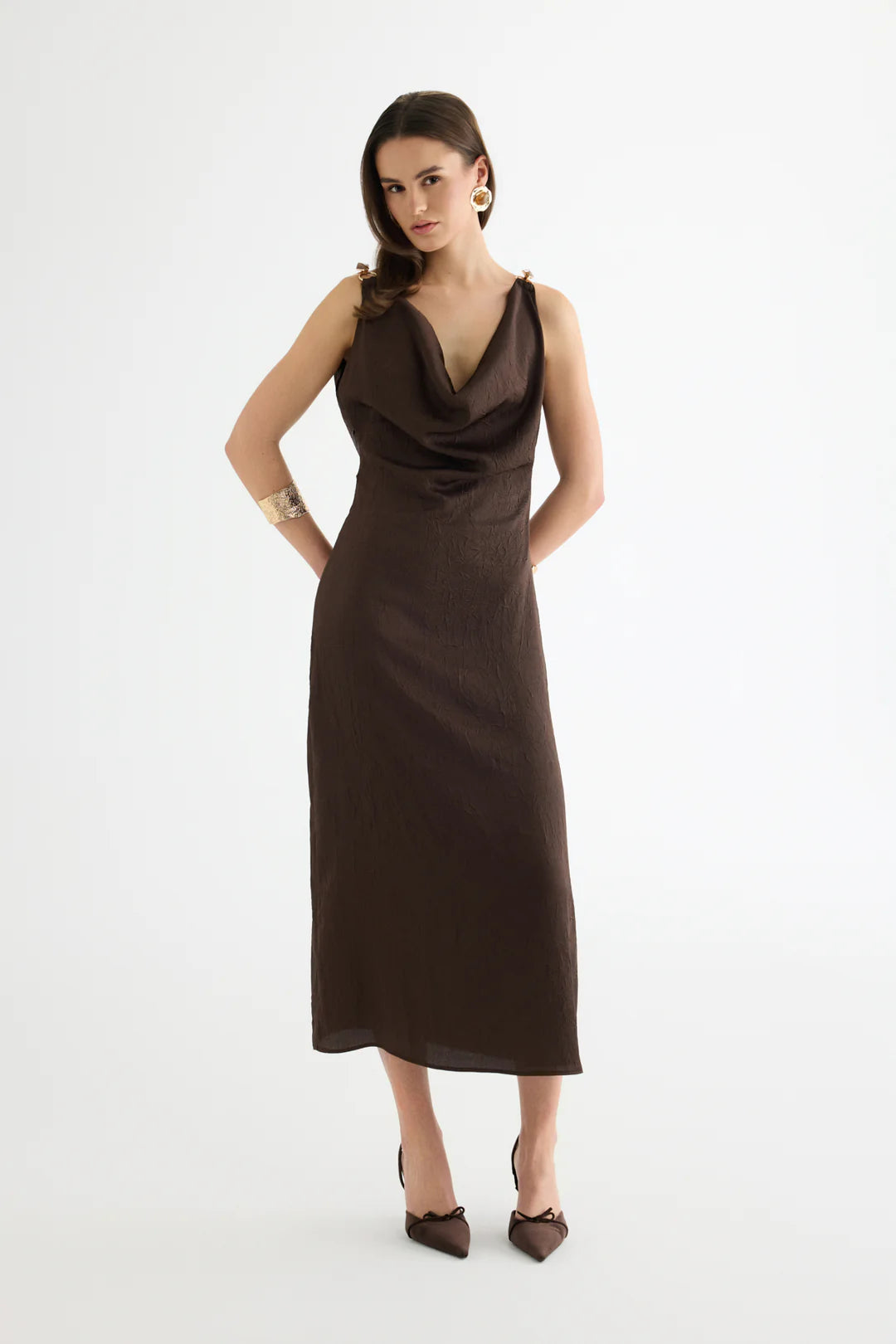 Back-tied Brown Dress