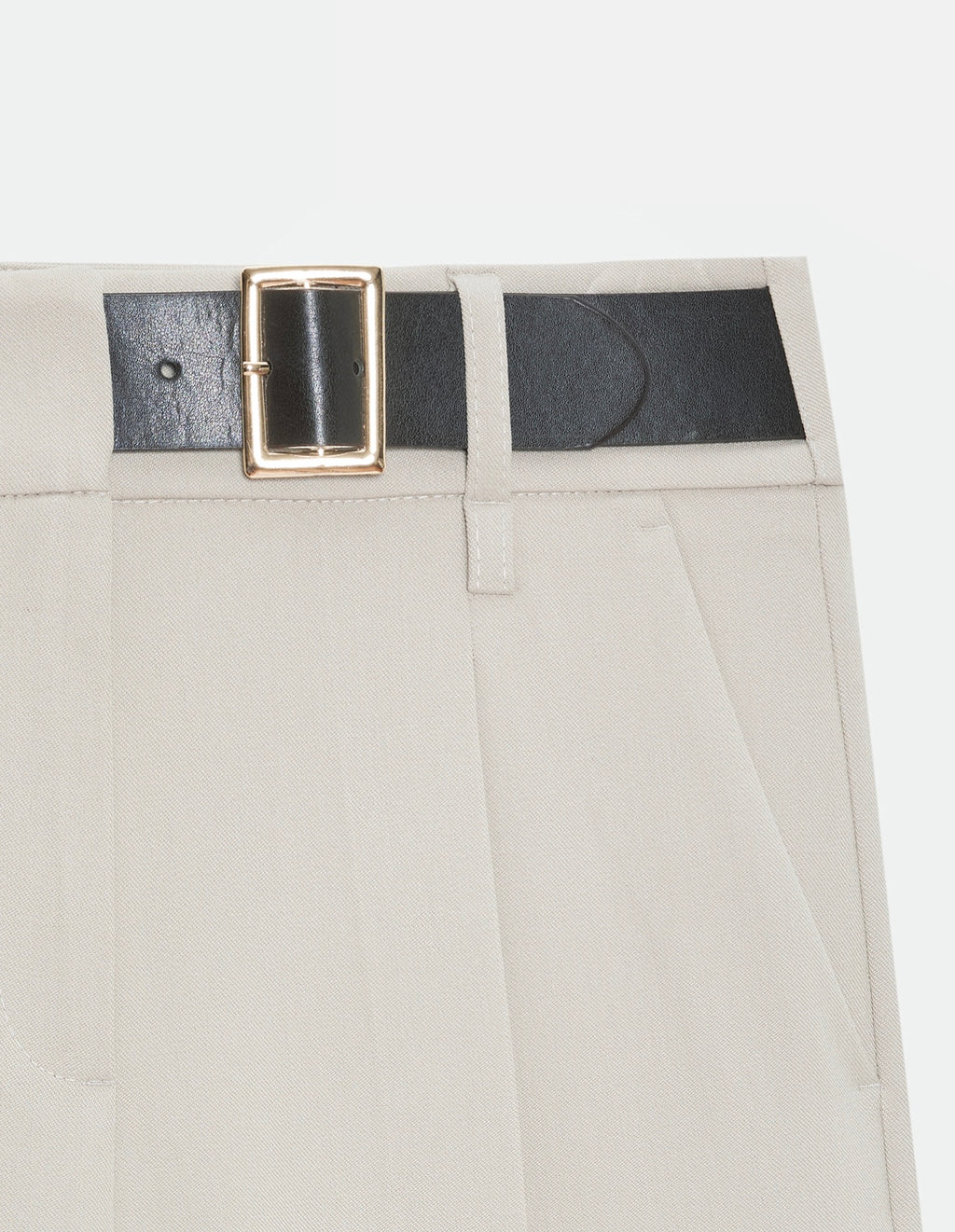 Beige Belted Shorts
