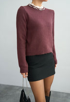 Sweater with stones cherry
