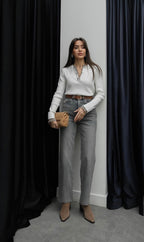 Belted Greyish Mom Jeans