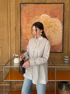 Beige Shirt with Gold Buttons