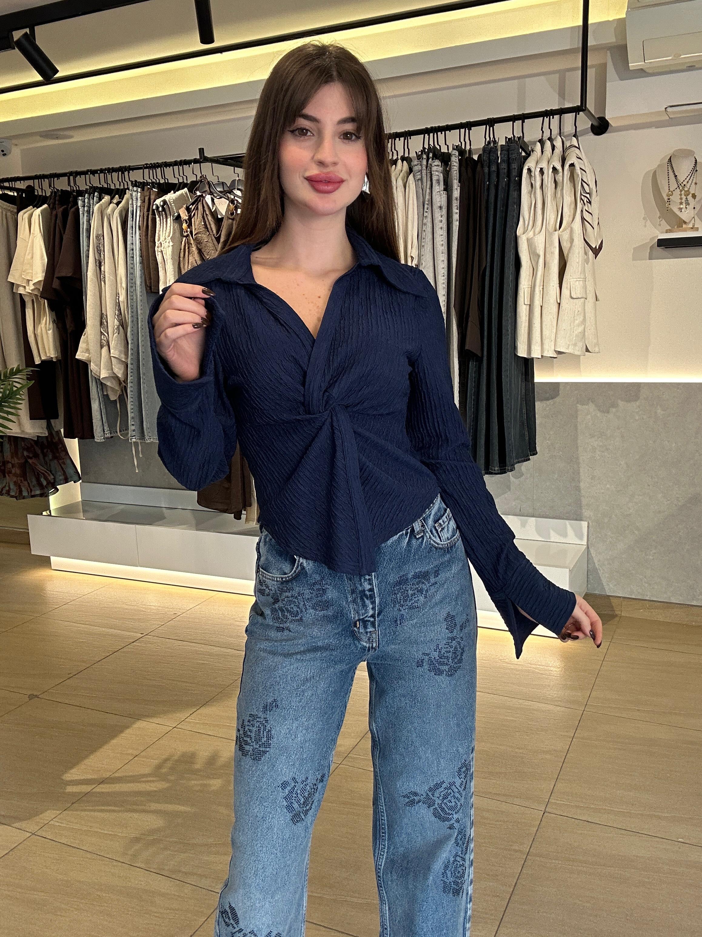 Navy Shirt with a twist