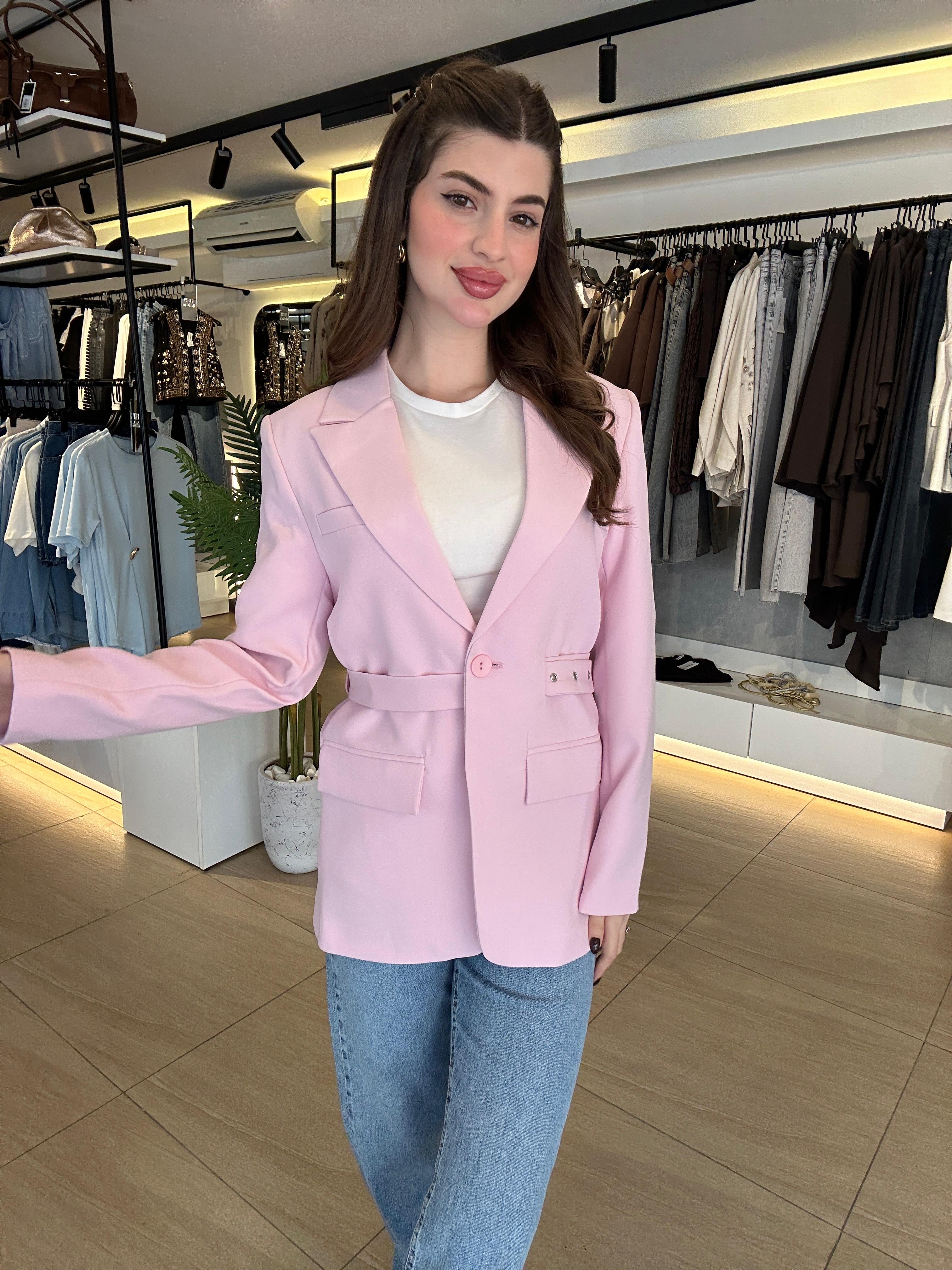 Pink Belted Blazer