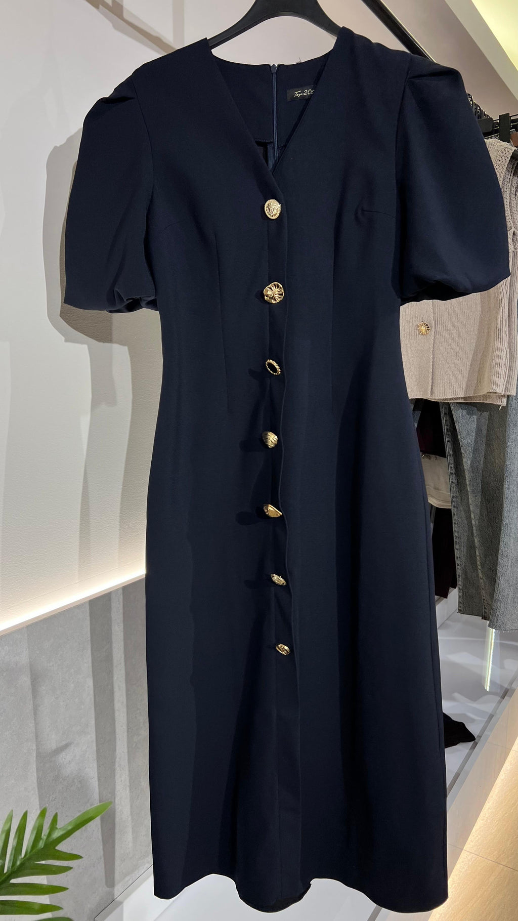 Buttoned Navy Dress