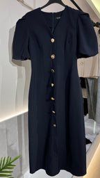 Buttoned Navy Dress