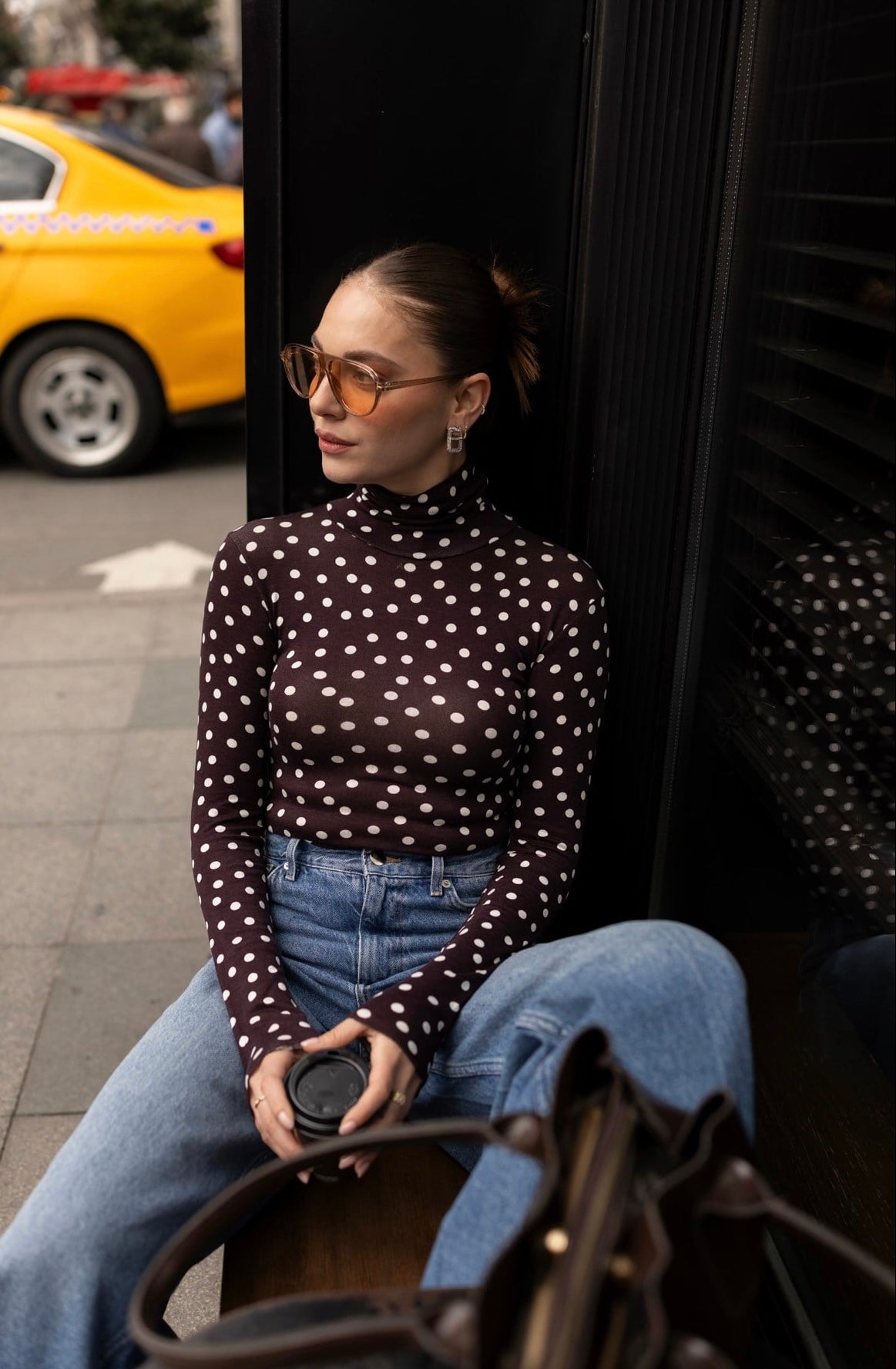 Polka-dots Blouse - Brown
