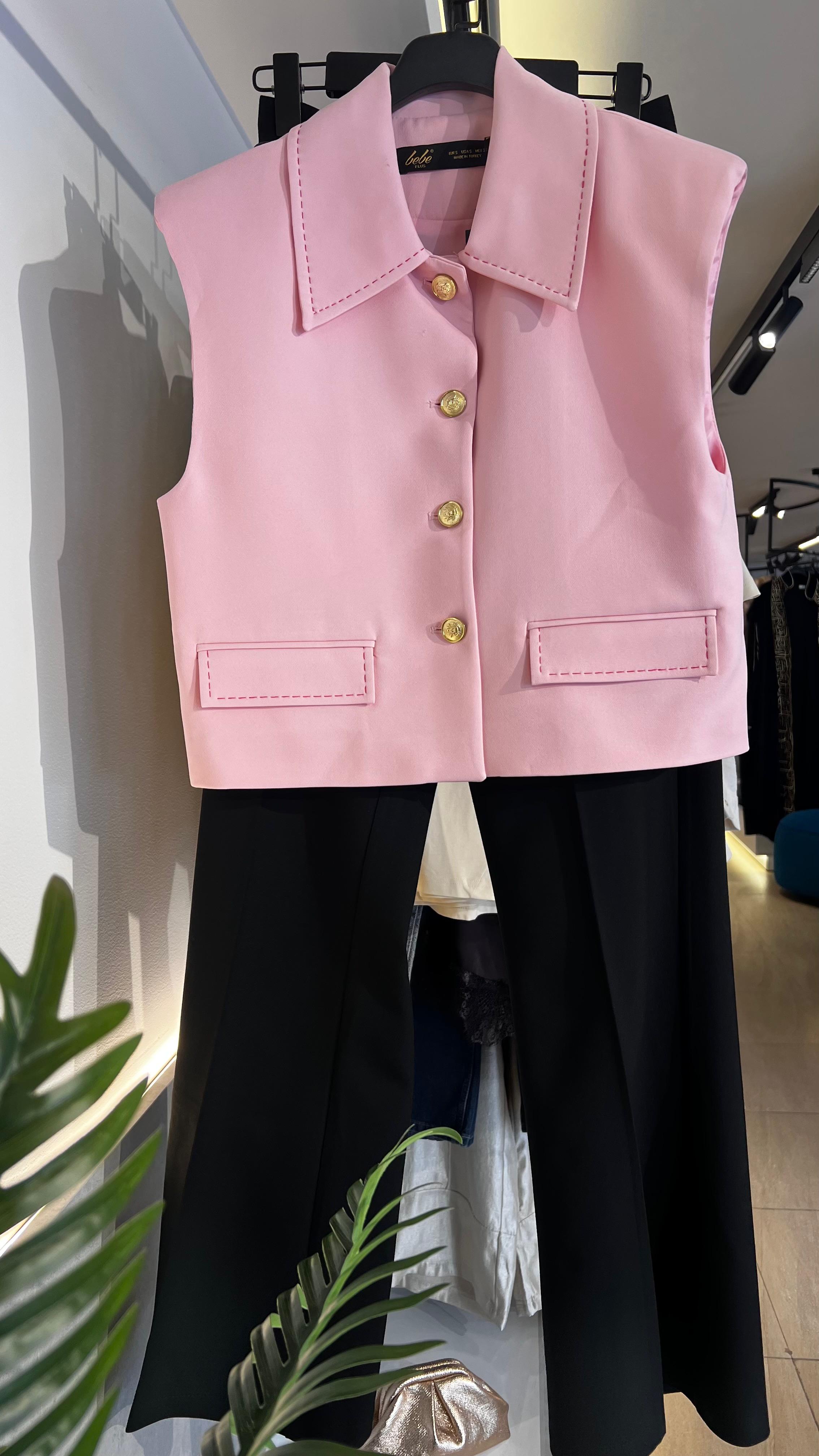 Buttoned Vest - Pink