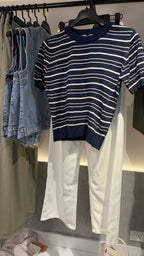 Navy Striped Blouse