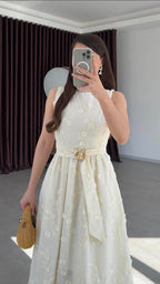 Floral Dress with Gold Buckle