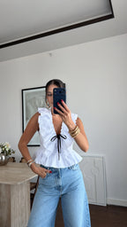 Black ribbon top
