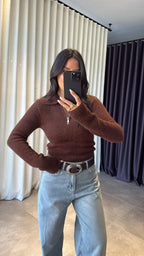 Brown mohair top