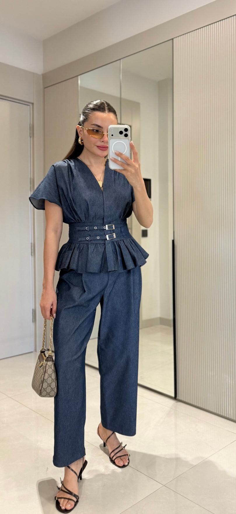 Ruffled Denim Set