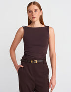 Boat-neck top - Brown