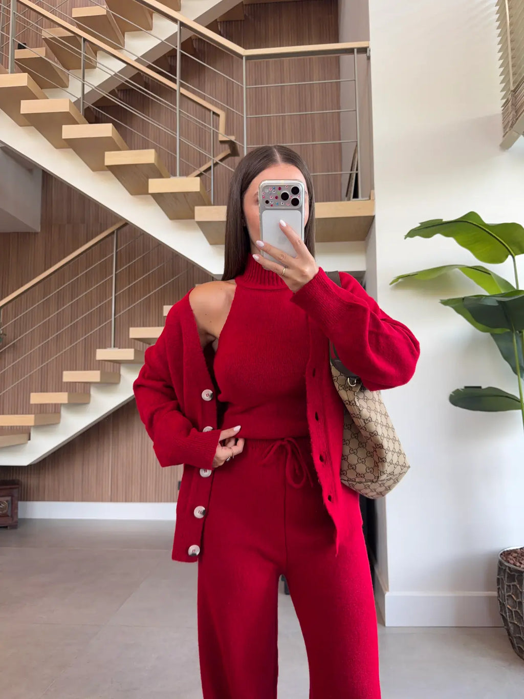Knit 3-Piece Set - Red