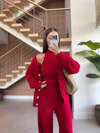 Knit 3-Piece Set - Red