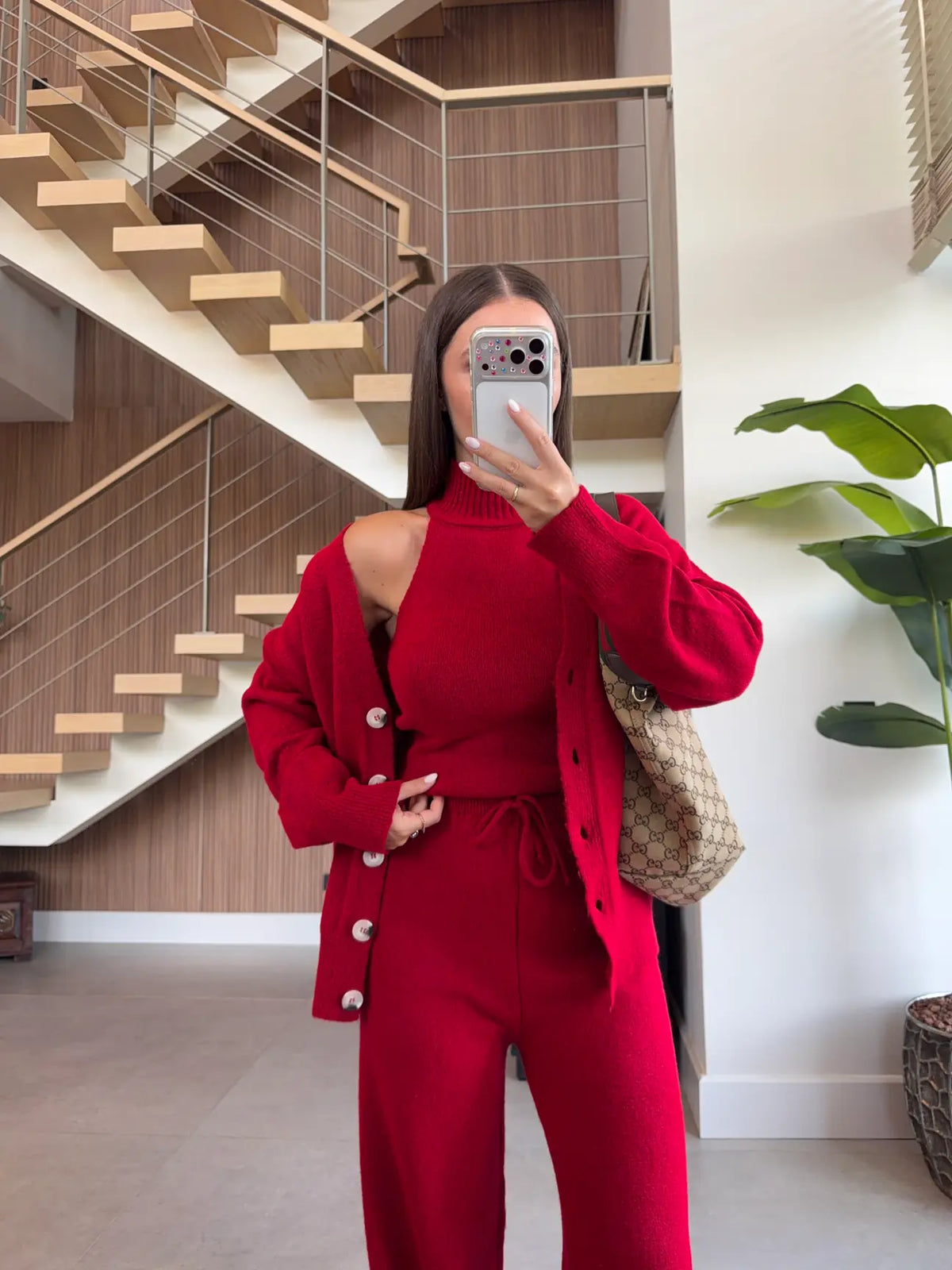 Knit 3-Piece Set - Red