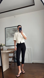 Cropped Blazer - white