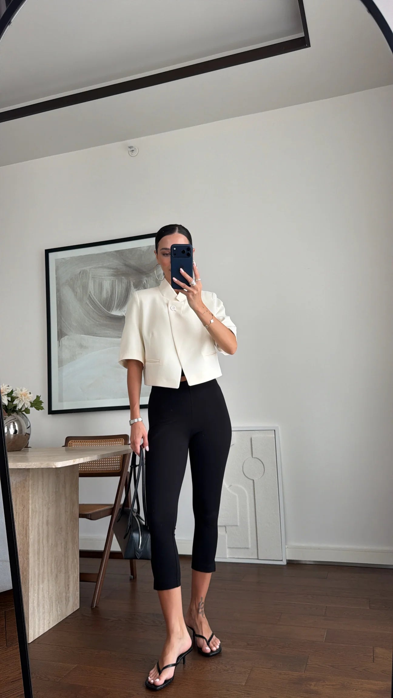 Cropped Blazer - white