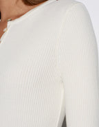 Ribbed Button Top - Ecru