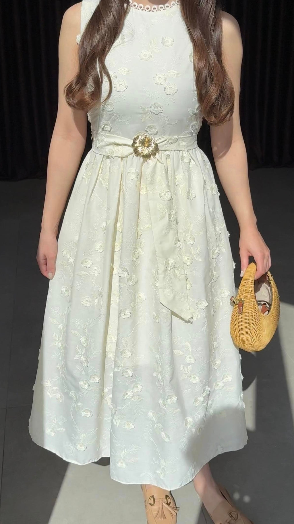 Floral Dress with Gold Buckle