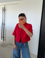 Cropped Blazer - Red