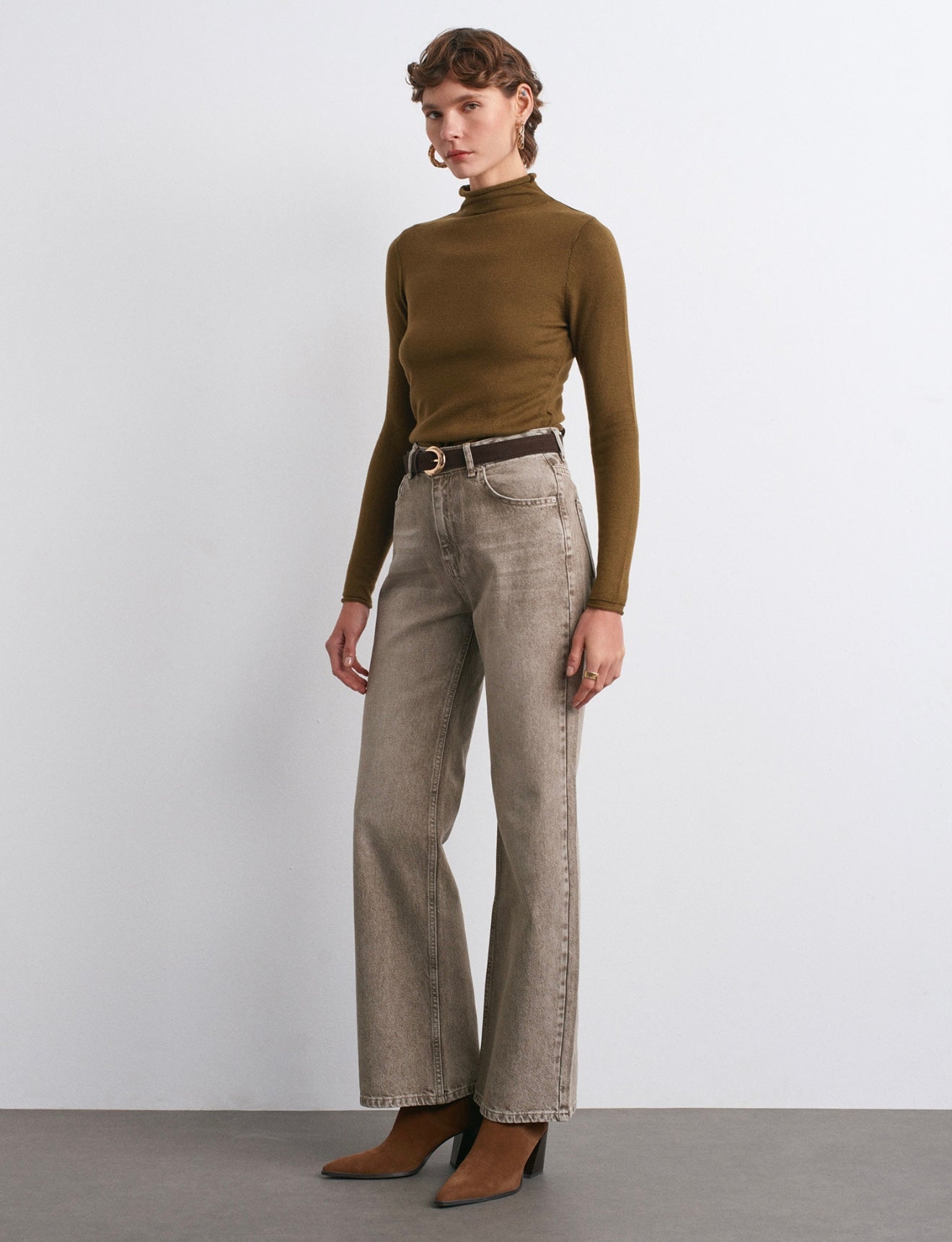 Oil Green Soft Knitwear