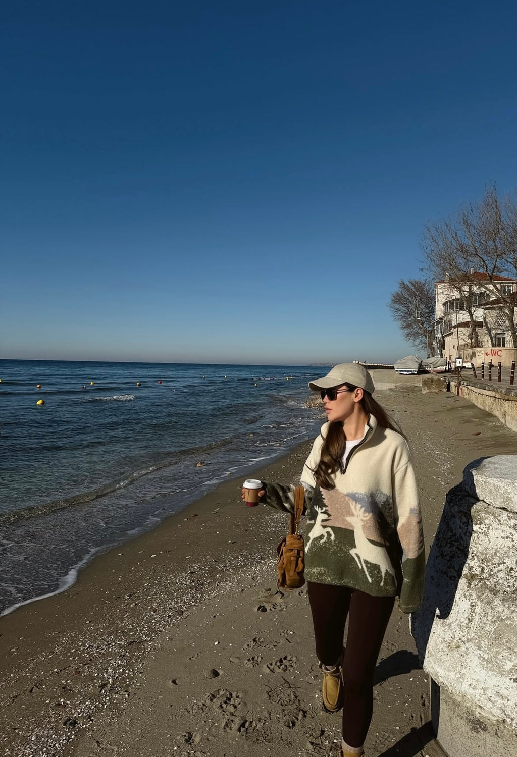 Khaki print Ski-sweater