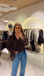 Brown Lace French Shirt