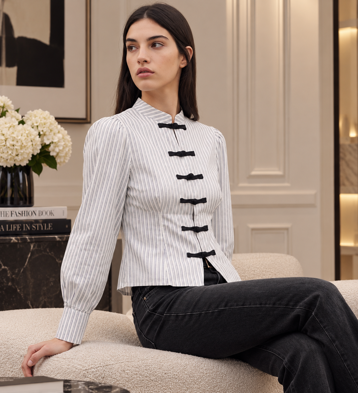 Bow Detail Stripe Top