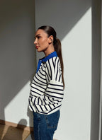 Zip Stripe Knit - Blue