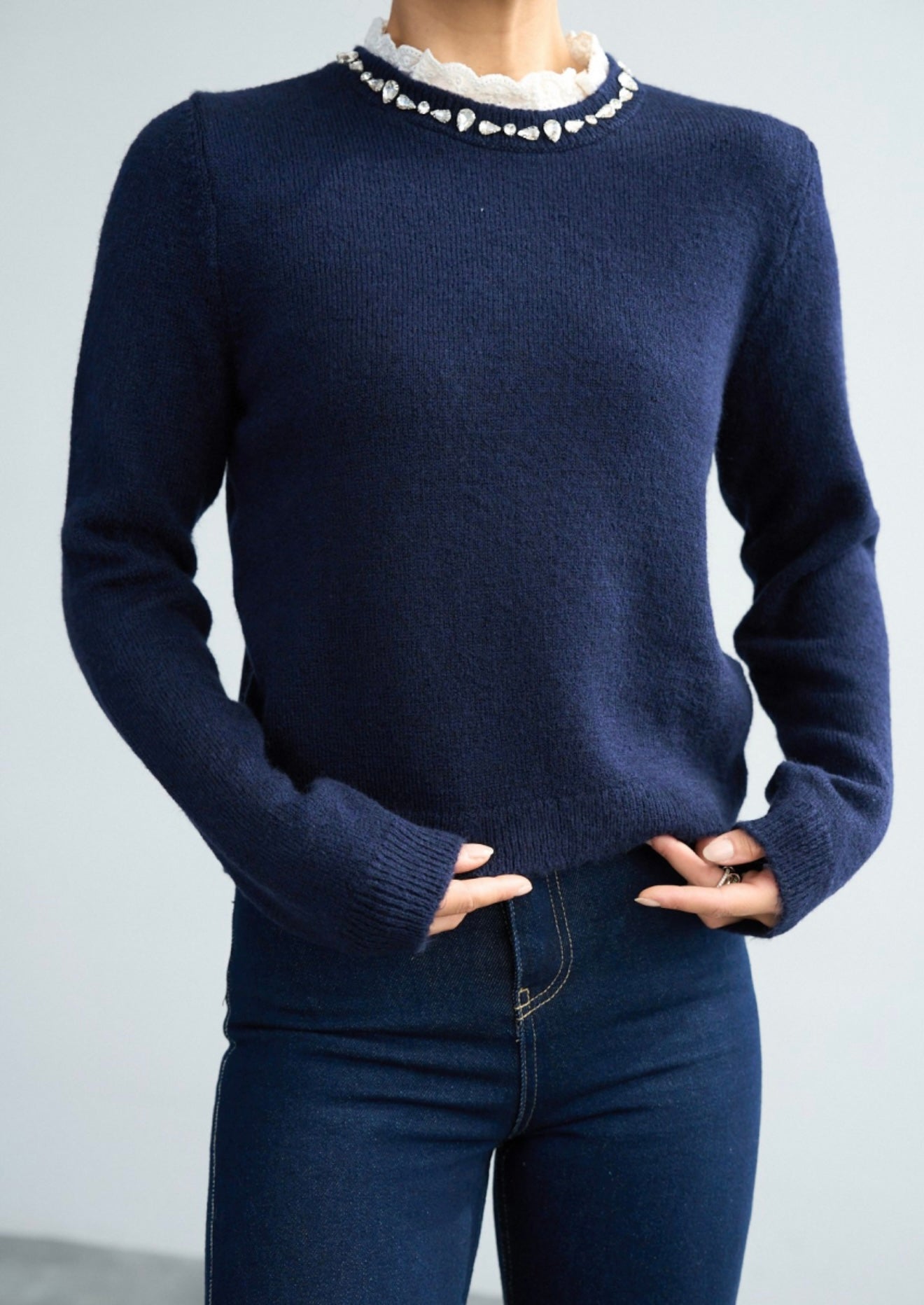 Sweater with stones Navy