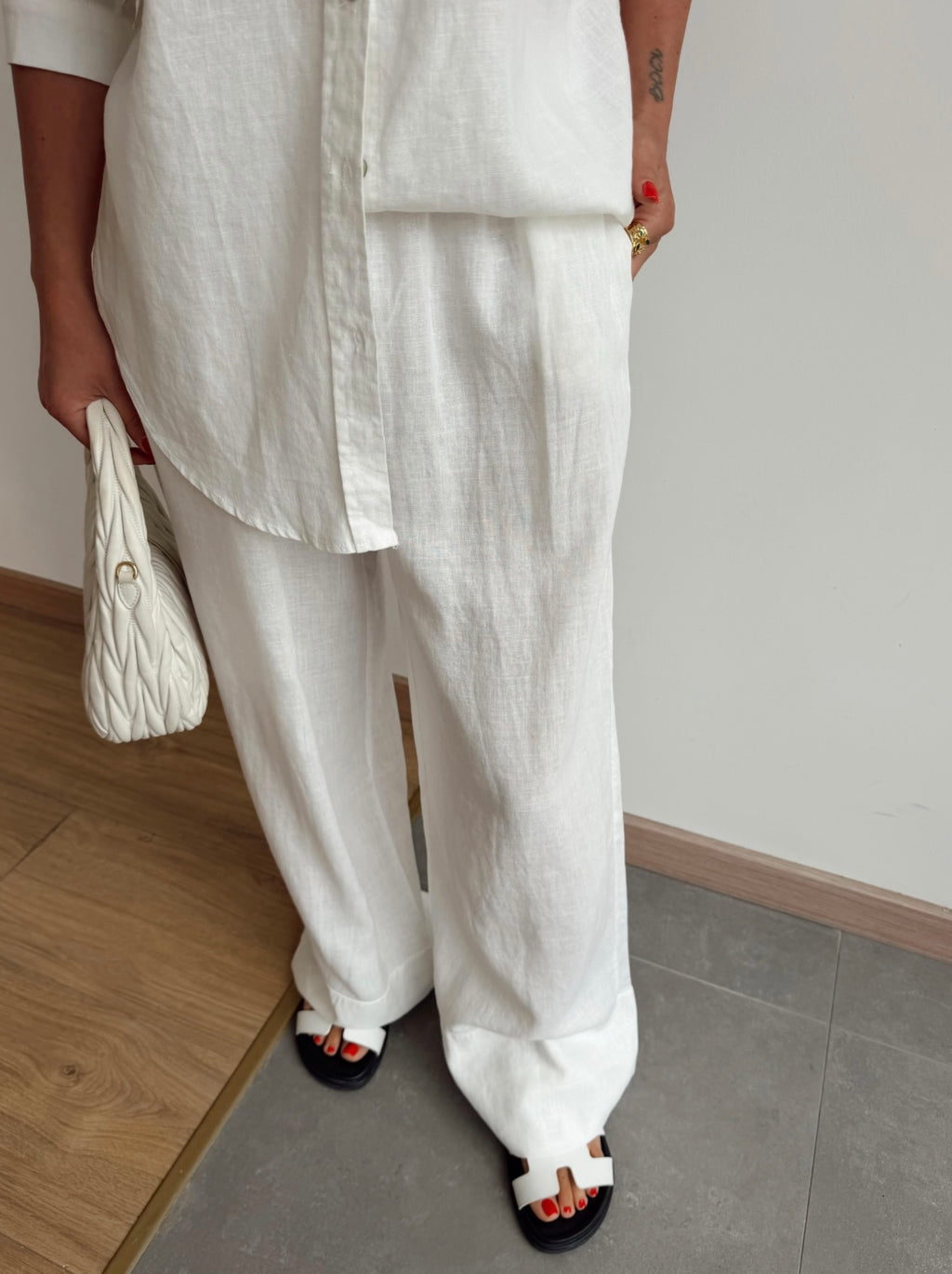 Pure linen set - White